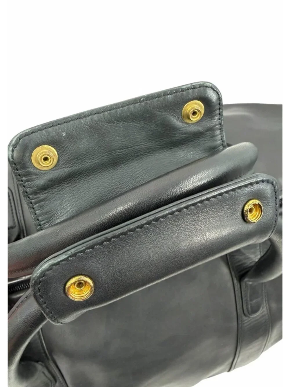 COACH Vintage Black Leather Duffel Weekender 0596 Bag